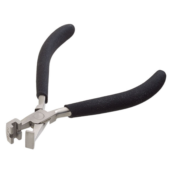 Pliers, Beadalon&reg;, banding, rubber and steel, black, 5-1/4 inches with 4mm wide groove, double band. Sold individually. image number 1