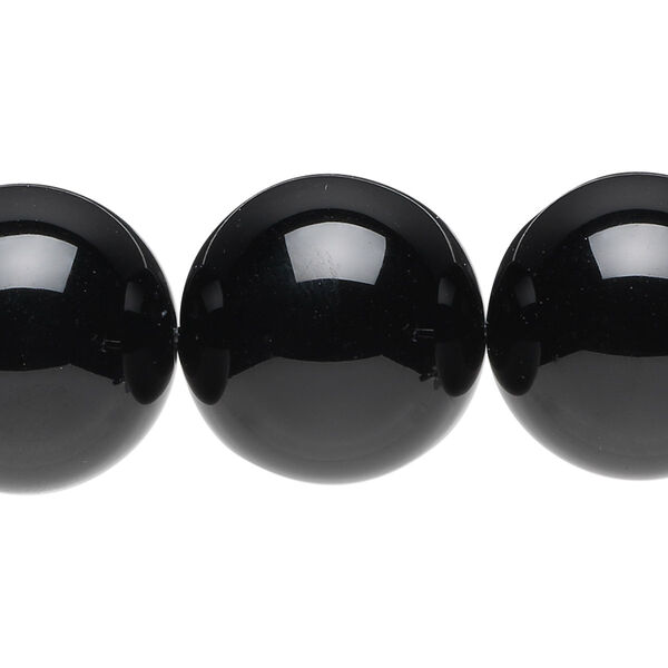 Bead, black onyx (dyed), 20mm round, B grade, Mohs hardness 6-1/2 to 7. Sold per 15-1/2" to 16" strand. image number 0