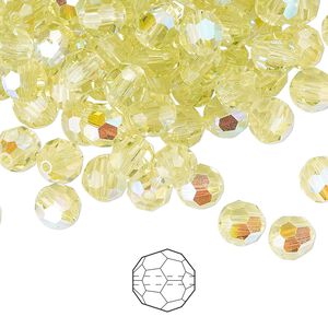 Bead 144pk jonquil AB, Preciosa Czech crystal 6mm round