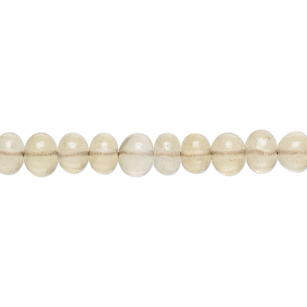 Bead, golden quartz (heated), pale, 6x4mm-7x5mm hand-cut rondelle, C grade, Mohs hardness 7. Sold per 14-inch strand, approximately 95 beads. image number 0