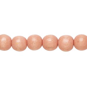Bead, Taiwanese cheesewood (dyed / waxed), light orange, 7-8mm round. Sold per pkg of (2) 15-1/2" to 16" strands.