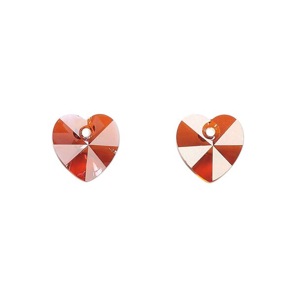 Drop 2pk crystal red flame, Preciosa Czech crystal 10mm pendant heart image number 0