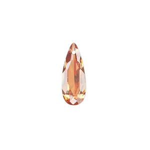 Drop, cubic zirconia, champagne, 18x7mm hand-faceted teardrop, Mohs hardness 8-1/2. Sold per pkg of 2.