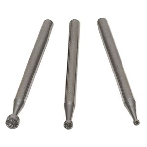 Replacement wire-rounder head 1pkg1, steel, 1.2mm / 1.8mm / 2.7mm cup burrs. 3-piece set.