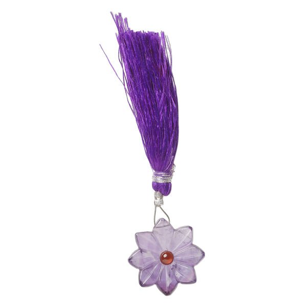 Amethyst / garnet 1pkg1, top-drilled hand-cut 1sided carved flower bead natural, 22mm image number 2