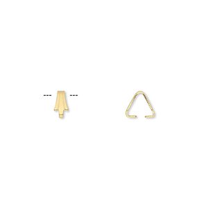 Bail, ice-pick, gold-plated brass, 6.5x3mm, 5mm grip length. Sold per pkg of 100.