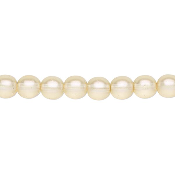 Bead, Czech pressed glass, pearlized cream, 6mm round. Sold per 15-1/2" to 16" strand, approximately 65 beads. image number 0