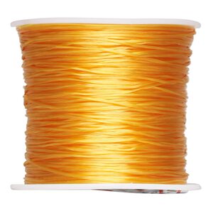 Cord, stretch, elastic floss, gold, 0.5mm diameter, 3-pound test. Sold per 150-foot spool.
