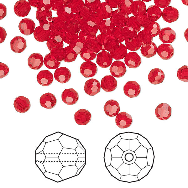 Bead 144pk light Siam, Crystal Passions® 4mm round 5000 image number 0