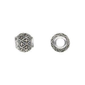 Marcasite / sterling silver 1pkg1, round bead natural 10mm Dione®