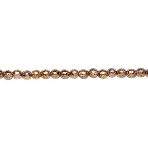 Bead, Czech glass druk, translucent copper luster, 3mm round. Sold per 15-1/2" to 16" strand.