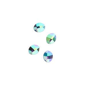 Flat back 4pk crystal paradise shine foil back, Crystal Passions® hotfix rhinestone 6x4.8mm pure leaf 2204