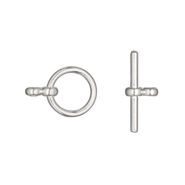 Clasp, toggle, silver-finished "pewter" (zinc-based alloy), 12mm round. Sold per pkg of 6. image number 0