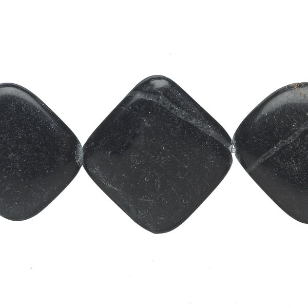Bead, blackstone (dyed), 20x20mm-25x25mm rounded flat diamond, C- grade, Mohs hardness 6-1/2 to 7. Sold per 15-inch strand. image number 0