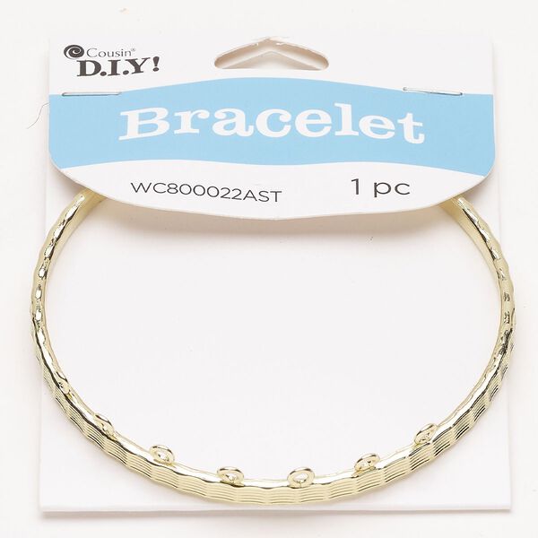 Bracelet bangle 1pkg1 steel 4mm woven design 7 closed loops 8 inches, gold finish image number 0