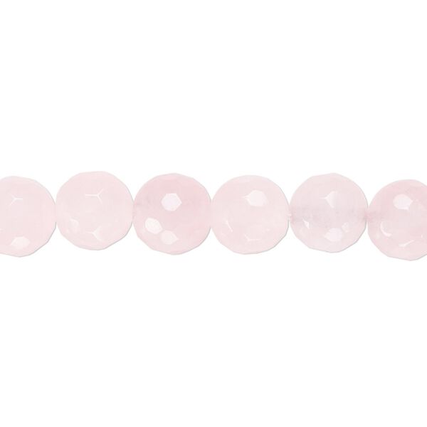 Rose quartz 1pkg1, tumbled faceted round bead natural 15.5-16 inch 8mm image number 0