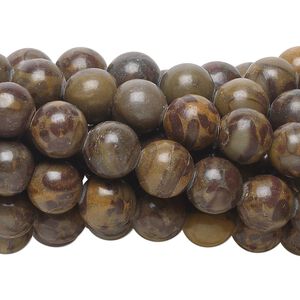 Brown chrysanthemum stone 1pkg10, round bead natural 15.5-16 inch 8mm