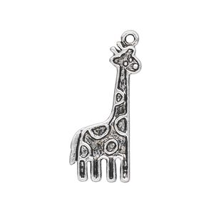 Charm, antique silver-plated "pewter" (zinc-based alloy), 29x12mm single-sided giraffe. Sold per pkg of 10.