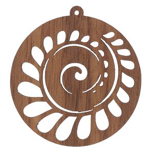 Focal, black walnut (natural), 38mm single-sided laser-cut round with cutout nautilus design. Sold individually.