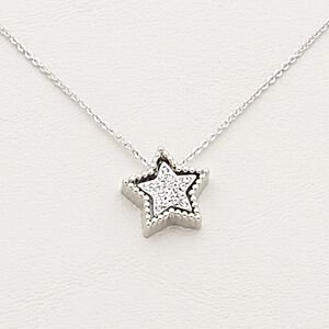 Necklace, Czech glass rhinestone / imitation rhodium-plated steel / brass / "pewter" (zinc-based alloy), clear, 15x15mm star, 17 inches with 2-inch extender chain and lobster claw clasp. Sold individually.