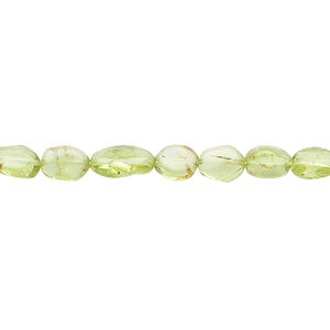 Peridot 1pkg1, hand-cut flat oval bead natural 13 inch 6x5mm-8x6mm