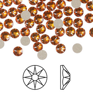Flat back 1pkg1440 dark orange TCF™ foil back, Swarovski®, 4.6-4.8mm rose round SS20 2088