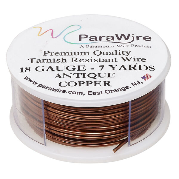 Wire, ParaWire™, antiqued copper, round, 18 gauge. Sold per 7-yard spool. image number 0