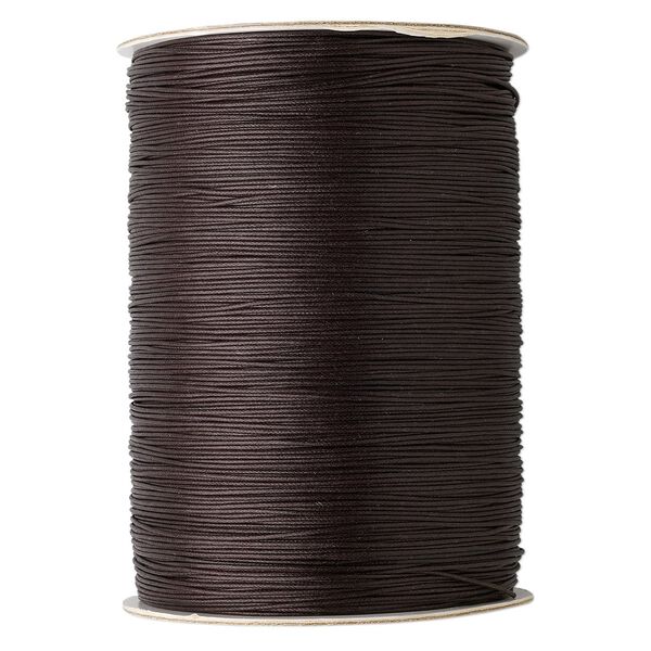 Cord, waxed cotton, brown, 1mm round. Sold per 1,000-yard spool. image number 0