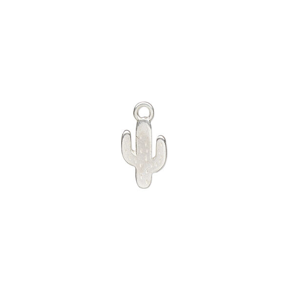 Charm Amoracast® 1pkg1 sterling silver, 9x6mm 2-sided Arizona cactus image number 0