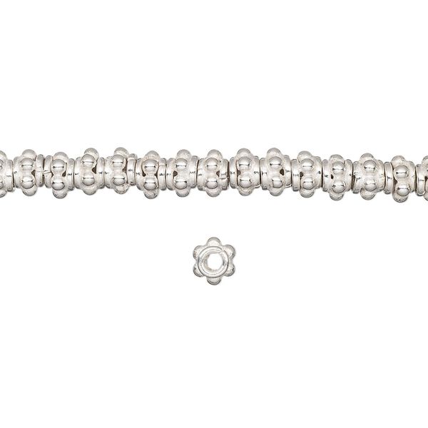 Bead, sterling silver, 5x3mm bumpy rondelle. Sold per 1/4 troy ounce pkg, approximately 30-35 beads. image number 0