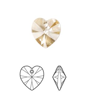 Drop 2pk crystal golden shadow, Crystal Passions® 14mm pendant heart 6228