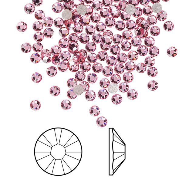 Flat back 144pk light rose foil back, Crystal Passions® 2.5-2.7mm rose round SS9 2058 image number 0