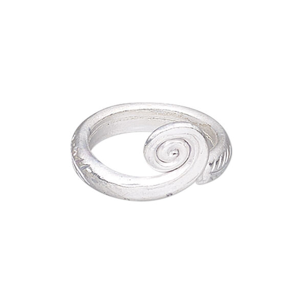 Ring, Hill Tribes, silver-plated copper, 12mm wide with swirl design, size 7-1/2. Sold individually. image number 0