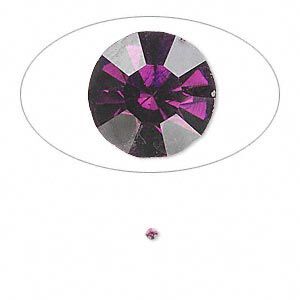 Chaton, glass rhinestone, amethyst purple, foil back, 1.5-1.6mm faceted round, PP9. Sold per pkg of 72.