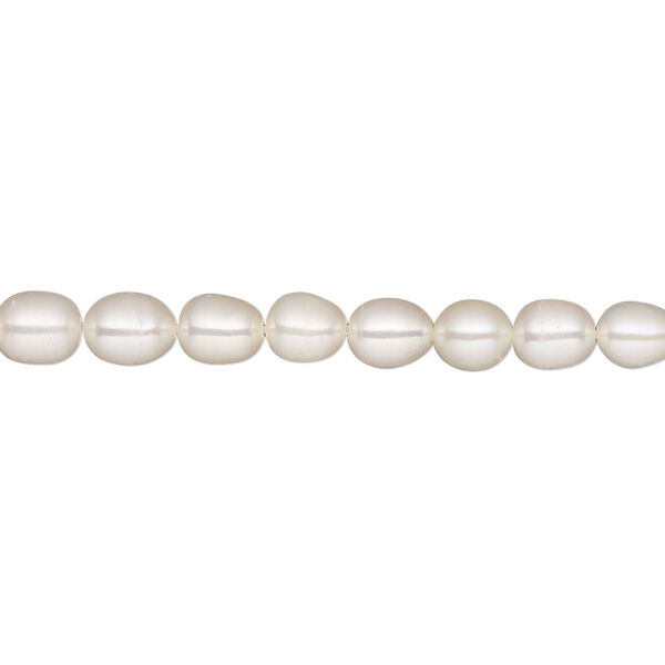 Pearl, White Lotus™, cultured freshwater (bleached), white, 4-5mm rice, C grade, Mohs hardness 2-1/2 to 4. Sold per 15-1/2" to 16" strand. image number 0
