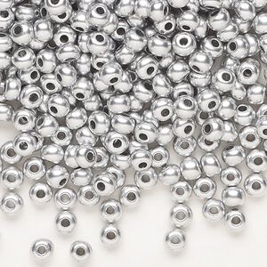 Seed bead, Preciosa Ornela Czech glass, pkg/500g, #6 rocaille, opaque soft silver metallic alabaster, (01700).