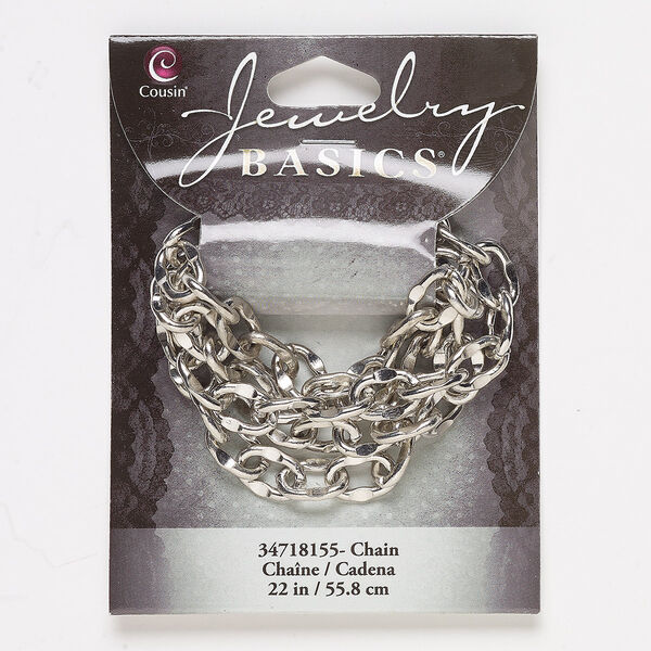 Chain, silver-finished steel, 9mm dimpled cable, 22 inches. Sold individually. image number 0
