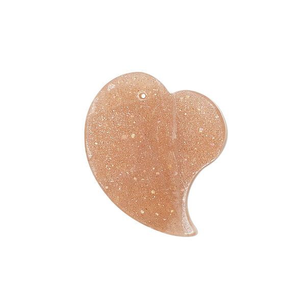 Drop, peach moonstone (natural), 25x19mm hand-cut flat heart drop, B grade, Mohs hardness 6 to 6-1/2. Sold individually. image number 0