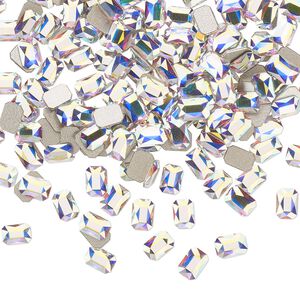 Flat back 720pk crystal AB foil back, Swarovski® 3.7x2.5mm emerald jewel 2602