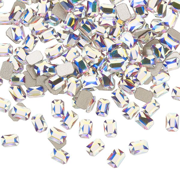 Flat back 720pk crystal AB foil back, Swarovski® 3.7x2.5mm emerald jewel 2602 image number 0