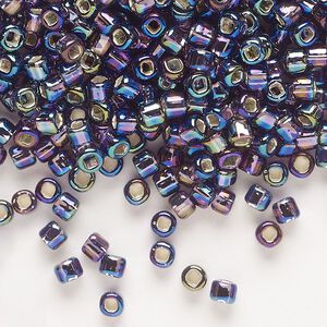 Seed bead, Dyna-Mites™, glass, silver-lined translucent rainbow purple, #6 round with square hole. Sold per 1/2 kilogram pkg.