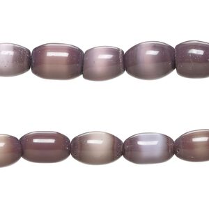 Bead, cat's eye glass (fiber optic glass), dark purple, 10x7mm-11x8mm barrel. Sold per pkg of (2) 15-inch strand, approximately 65 beads.