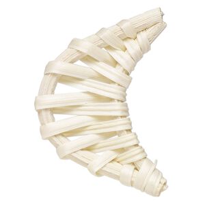 Focal, rattan wood, cream, 42x33mm moon. Sold per pkg of 2.