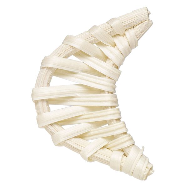 Focal, rattan wood, cream, 42x33mm moon. Sold per pkg of 2. image number 0