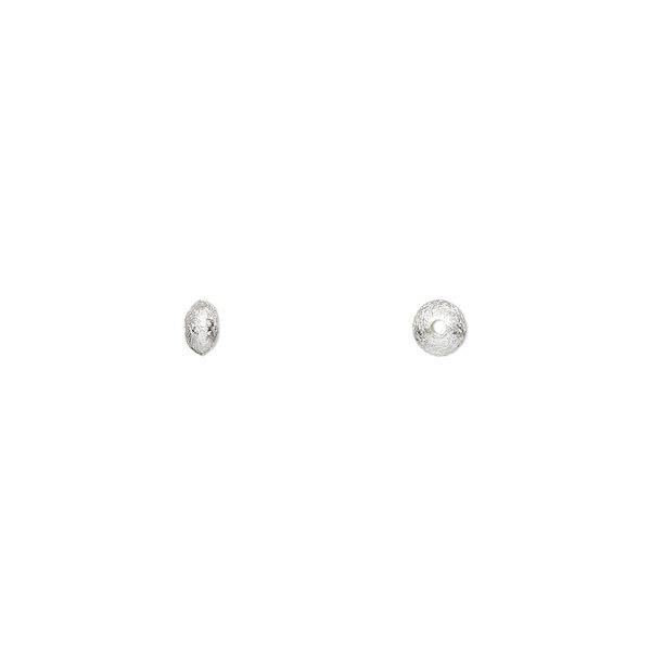 Bead, sterling silver, 3x2mm textured saucer. Sold per pkg of 4. image number 0