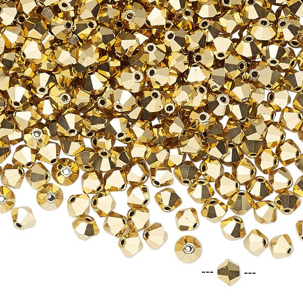 Bead 48pk crystal aurum 2X, Preciosa Czech crystal 4mm bicone image number 0