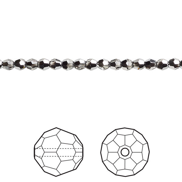 Bead 720pk crystal light chrome, Swarovski® 3mm round 5000 image number 0