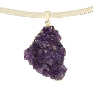 Amethyst druzy / copper / brass 1pkg1, gold-plated hand-cut freeform pendant natural 36x24mm-42x35mm