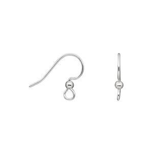 Ear wire fishhook 1pkg50 silver-plated, 15mm / 2.5mm ball / open loop, 21 gauge stainless steel / brass 25 pair
