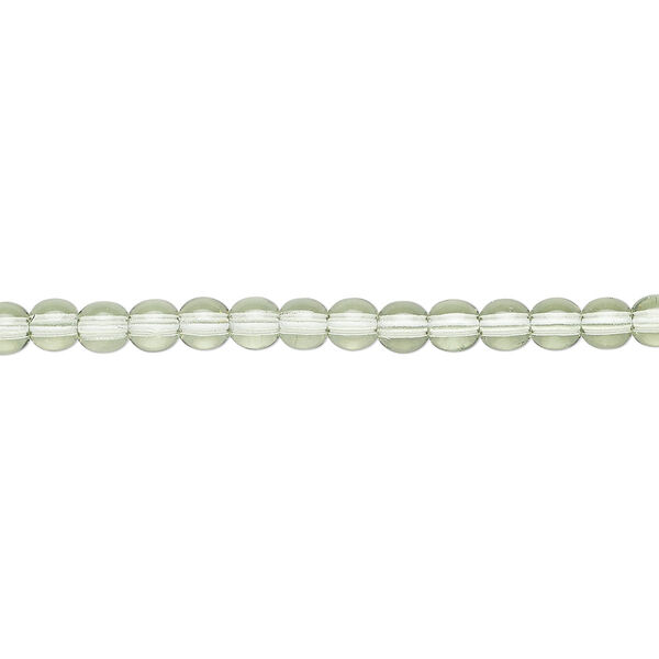 Bead, Czech glass druk, transparent mint green, 4mm round. Sold per 15-1/2" to 16" strand. image number 0